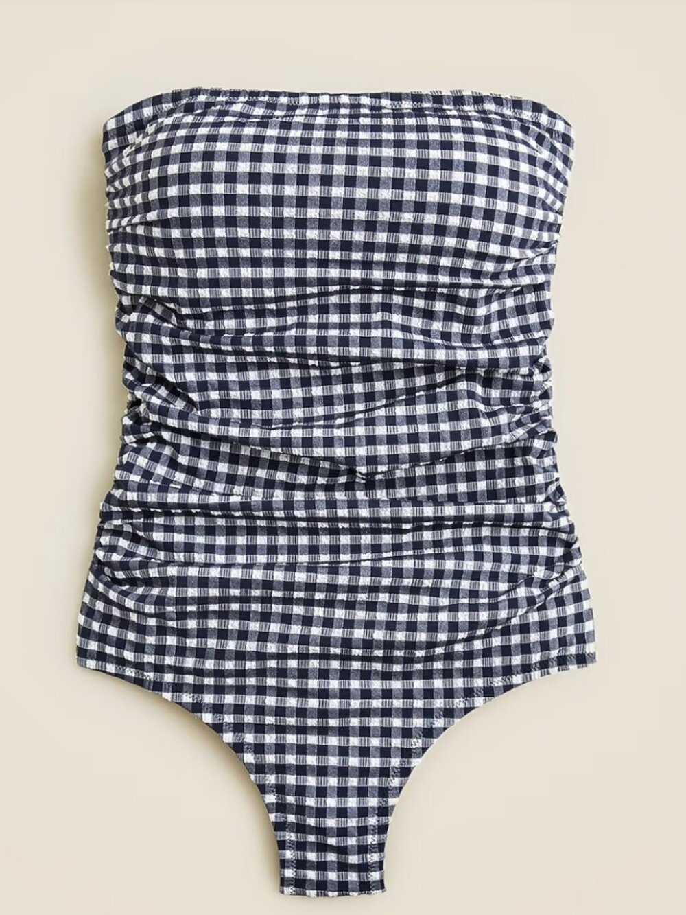 J Crew: Ruched bandeau one-piece in gingham NWT